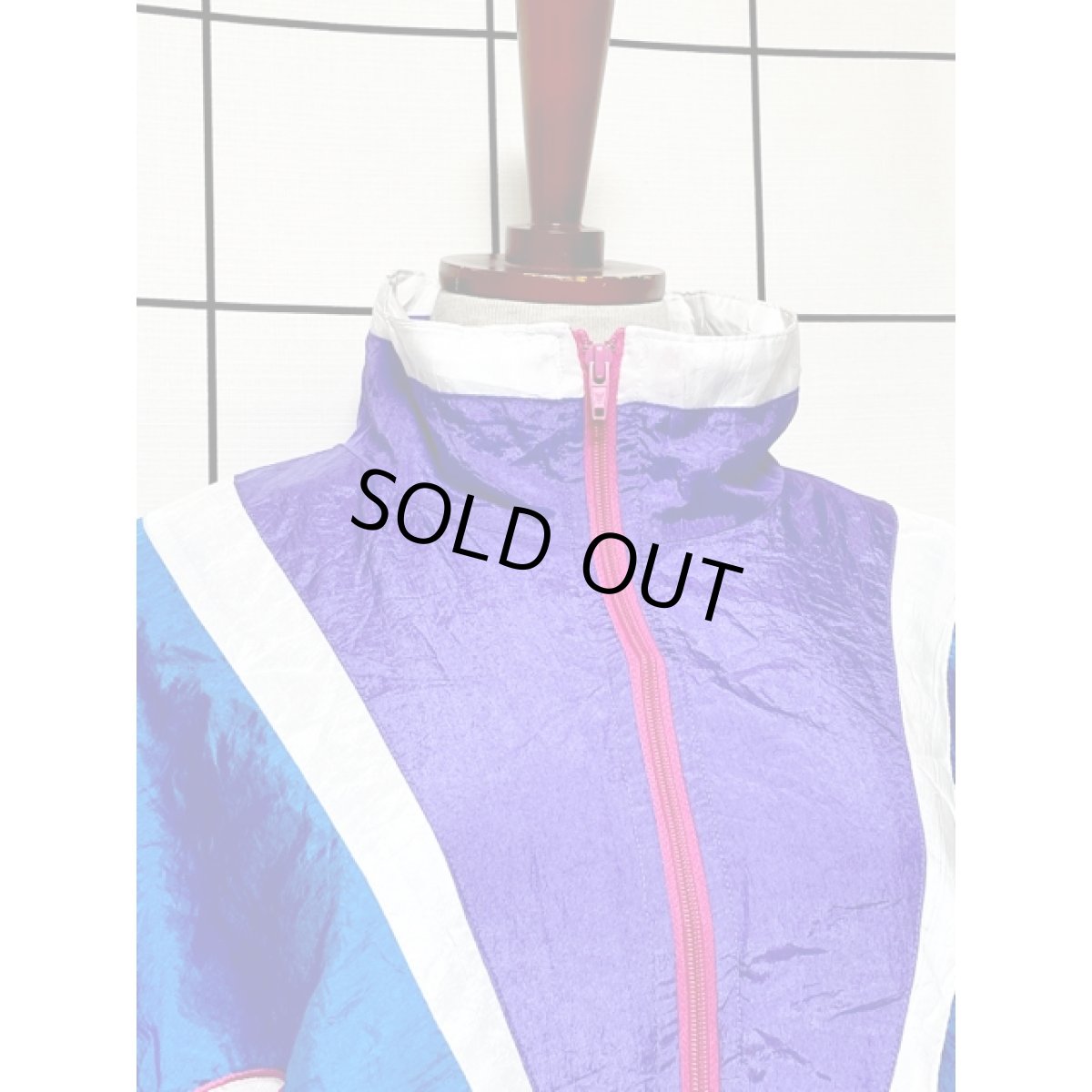 画像5: マルチカラー オーバーサイズ ピンク パープル ホワイト ジップアップ アメリカ古着 ブルゾン ジャンパー ヴィンテージナイロンジャケット (5)