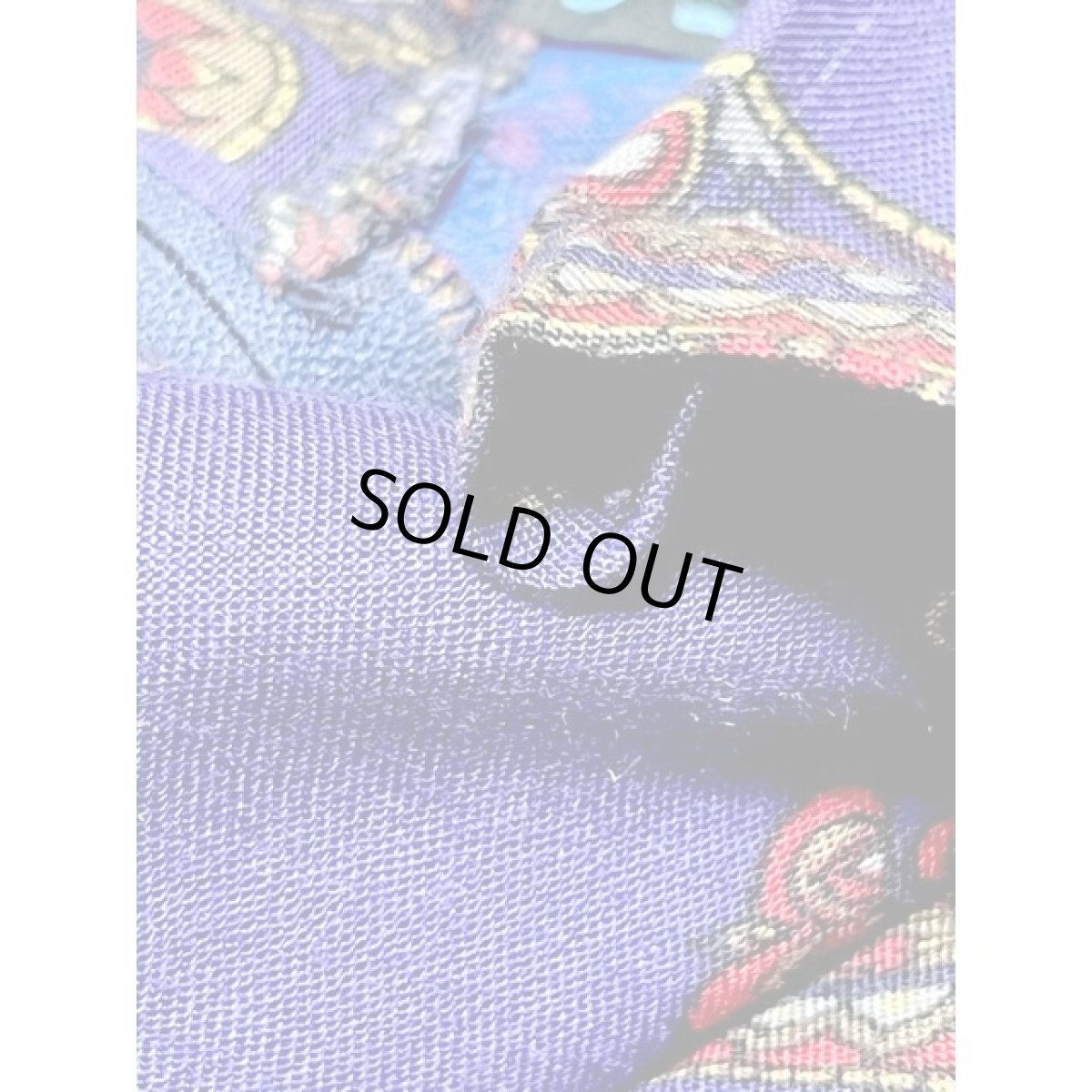 画像13: ペイズリー ハイネック ブルー ウエストゴム レトロ アメリカ古着 ヴィンテージワンピース (13)