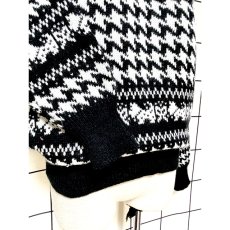 画像7: 千鳥格子模様編み モノクロ プルオーバー レトロ アメリカ古着 ニットセーター (7)