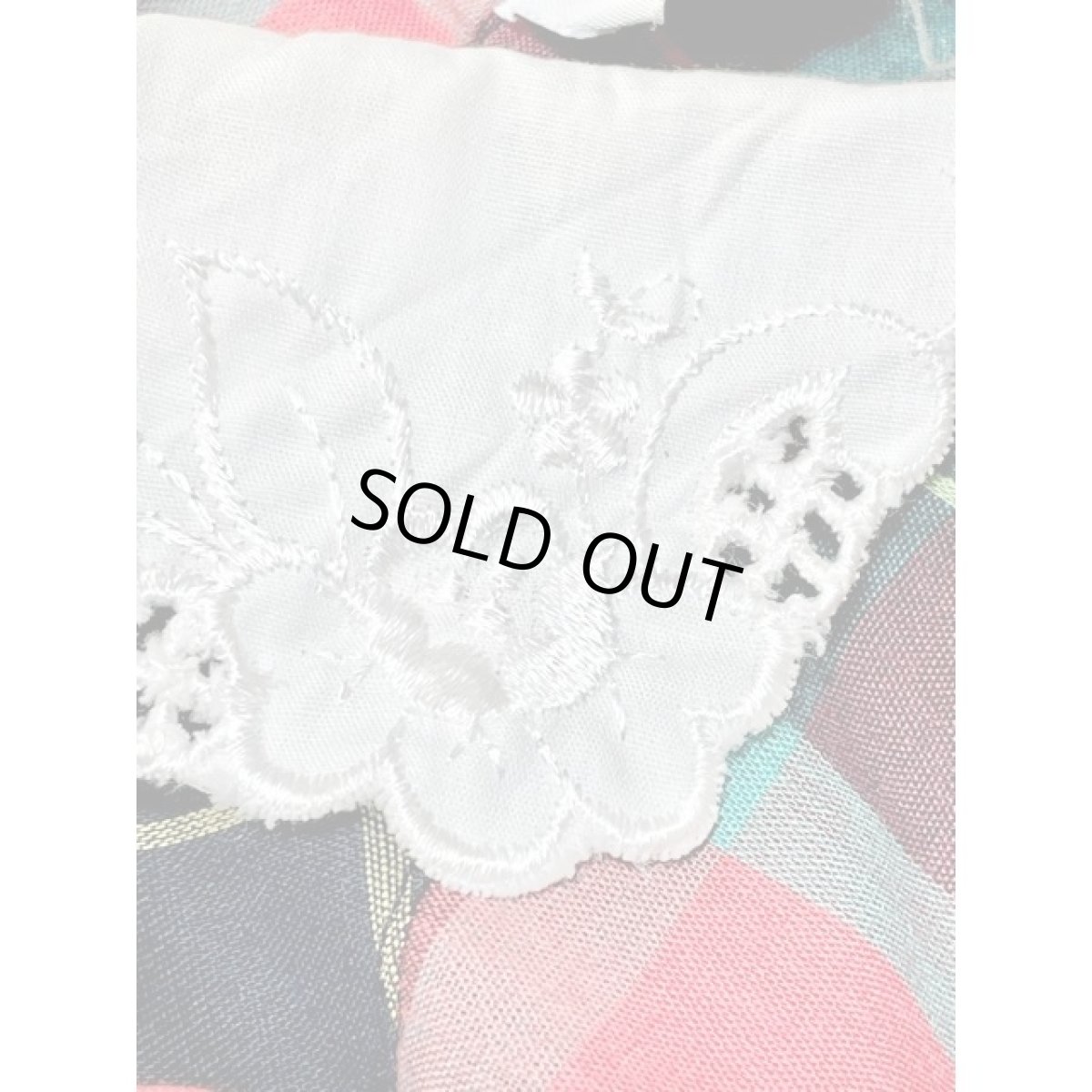 画像12: チェック レース襟 レトロ シャツ 長袖 アメリカ古着 ヴィンテージブラウス (12)