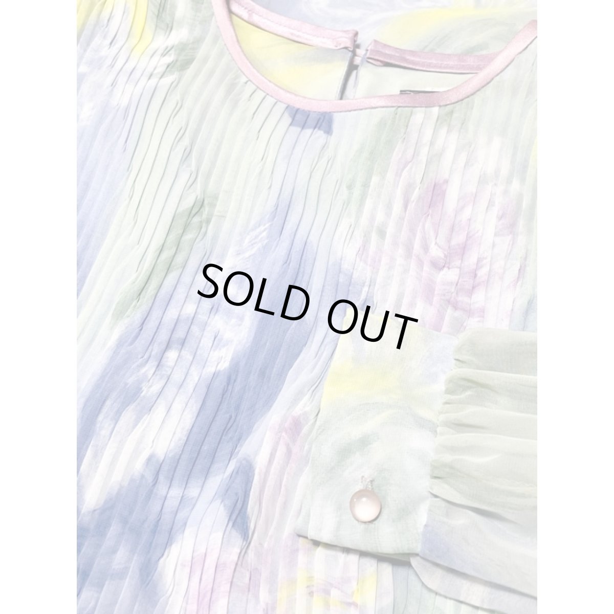 画像10: アート柄 フロントプリーツ ウエストゴム レトロ アメリカ古着 ヴィンテージワンピース (10)