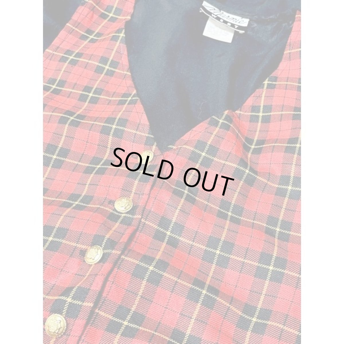 画像12: トラッドガーリー チェック柄 切り替え ノースリーブ レトロ アメリカ古着 ヴィンテージワンピース (12)