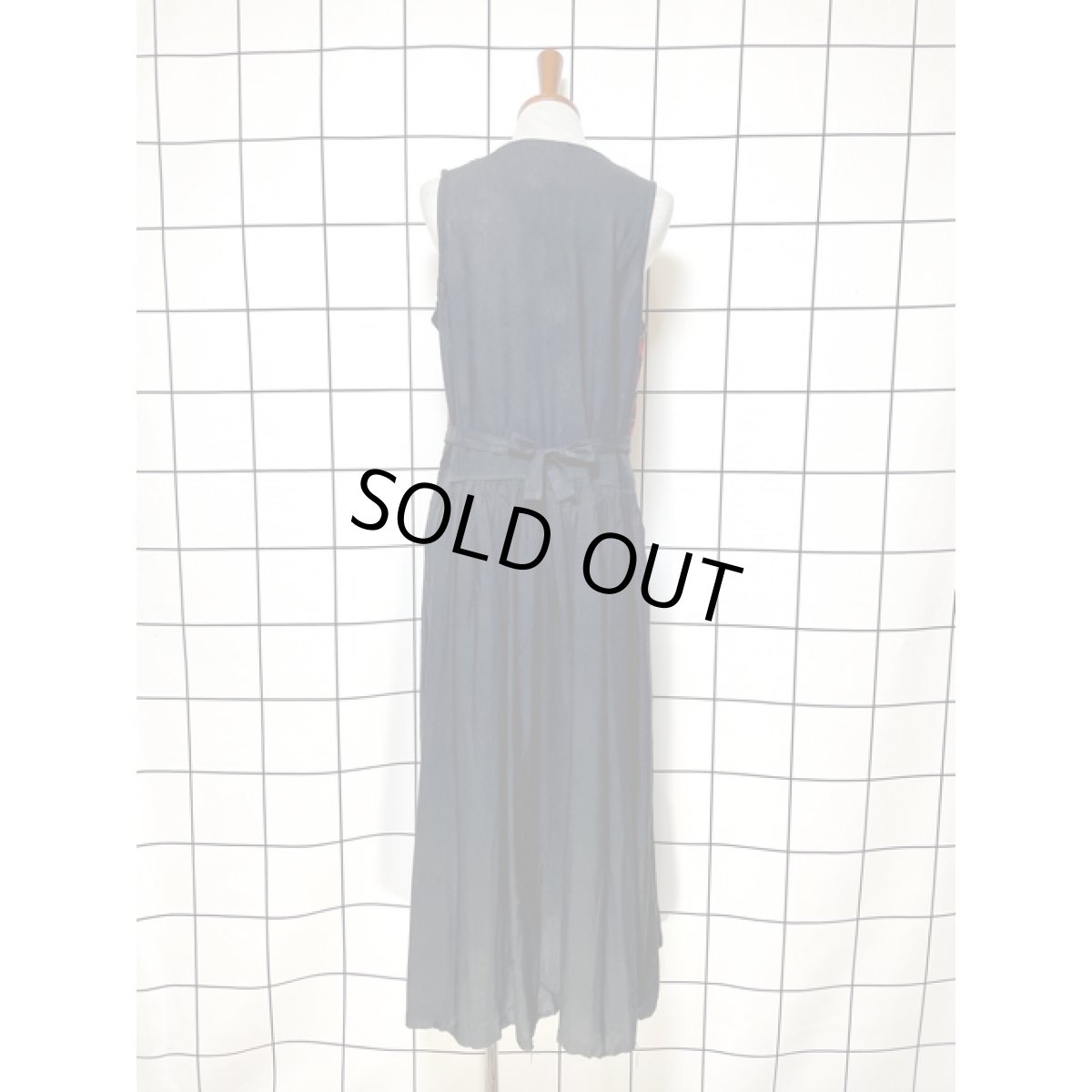 画像3: トラッドガーリー チェック柄 切り替え ノースリーブ レトロ アメリカ古着 ヴィンテージワンピース (3)