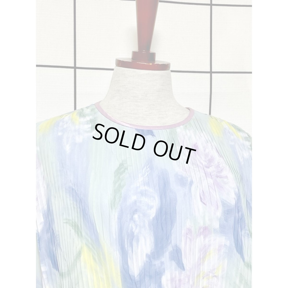 画像5: アート柄 フロントプリーツ ウエストゴム レトロ アメリカ古着 ヴィンテージワンピース (5)