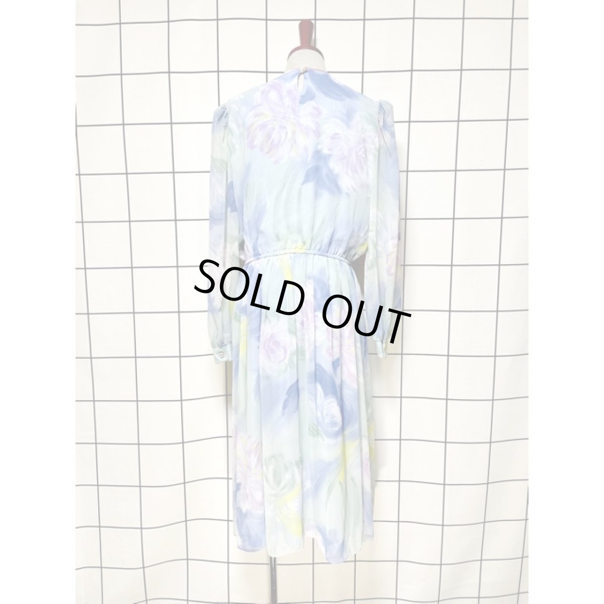 画像2: アート柄 フロントプリーツ ウエストゴム レトロ アメリカ古着 ヴィンテージワンピース (2)