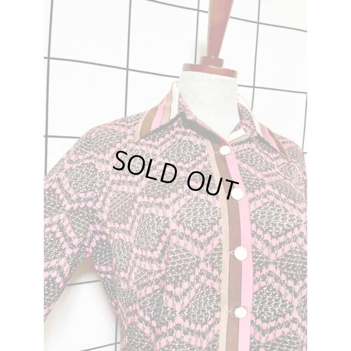 画像7: ストライプ襟 70年代 昭和レトロ 国産古着 レトロワンピース (7)