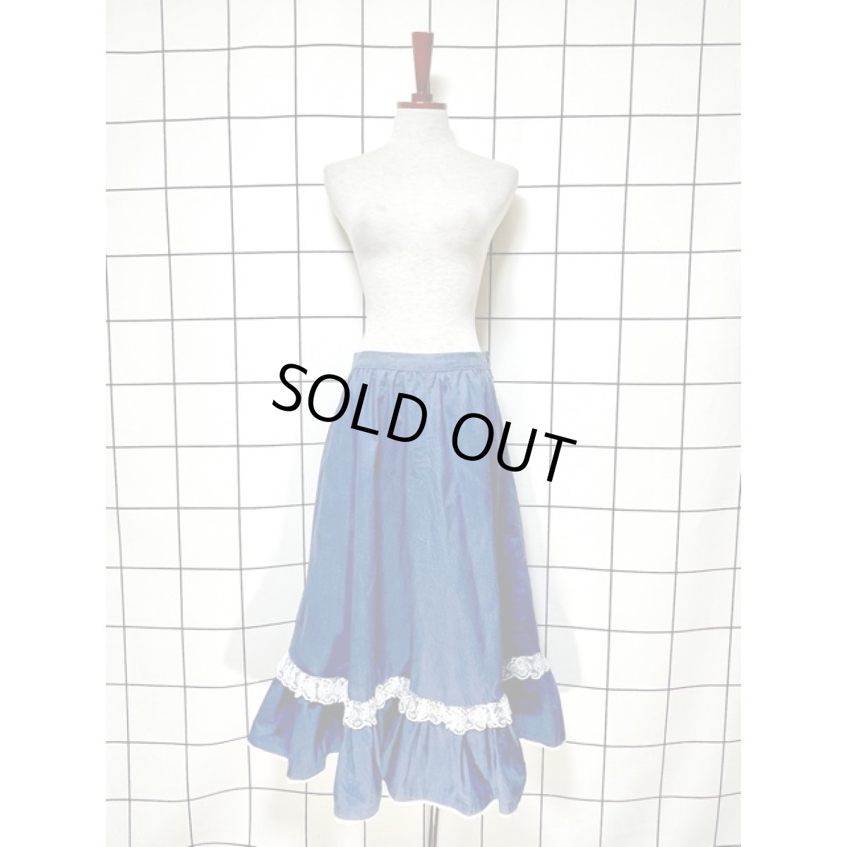 画像5: デニム ティアード ガーリーレース レトロ アメリカ古着 ヴィンテージスカート (5)