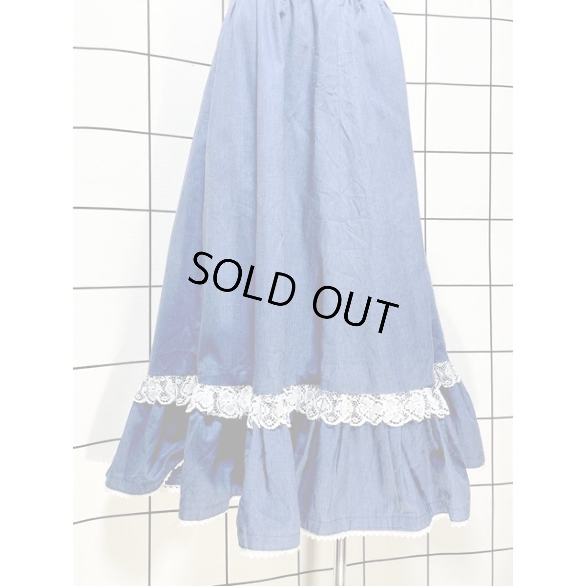 画像3: デニム ティアード ガーリーレース レトロ アメリカ古着 ヴィンテージスカート (3)