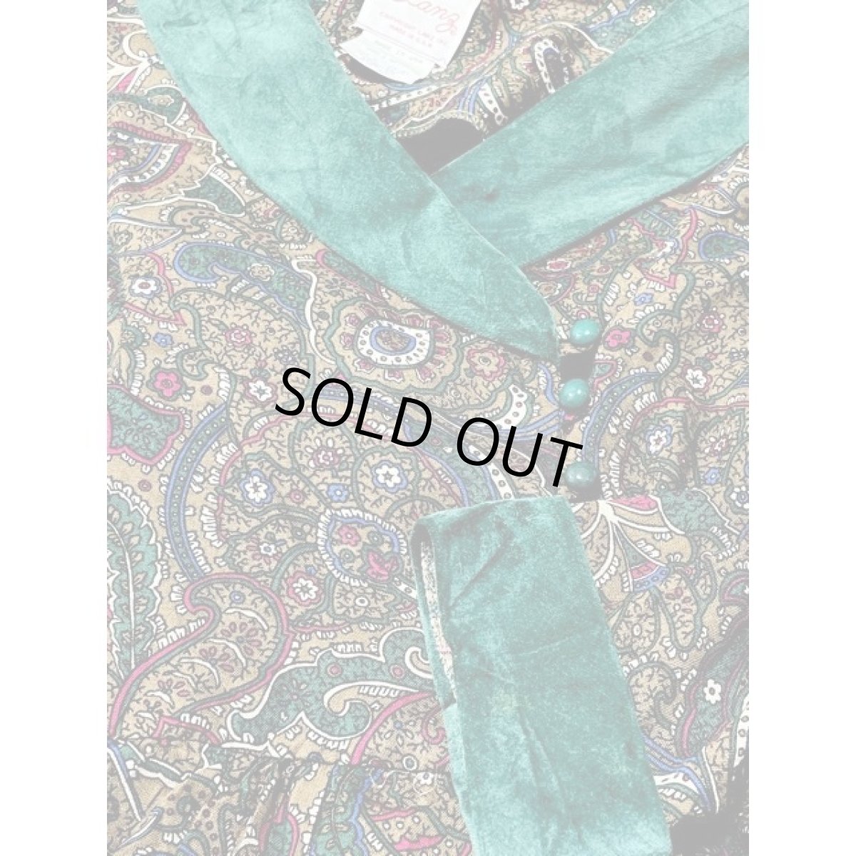 画像13: ベルベット襟 ペイズリーモチーフ 総柄 レトロ アメリカ古着  ヴィンテージワンピース (13)