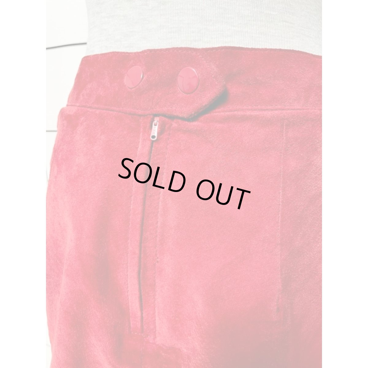 画像6: ティアード スエード 無地 レッド レトロ アメリカ古着 ヴィンテージスカート (6)