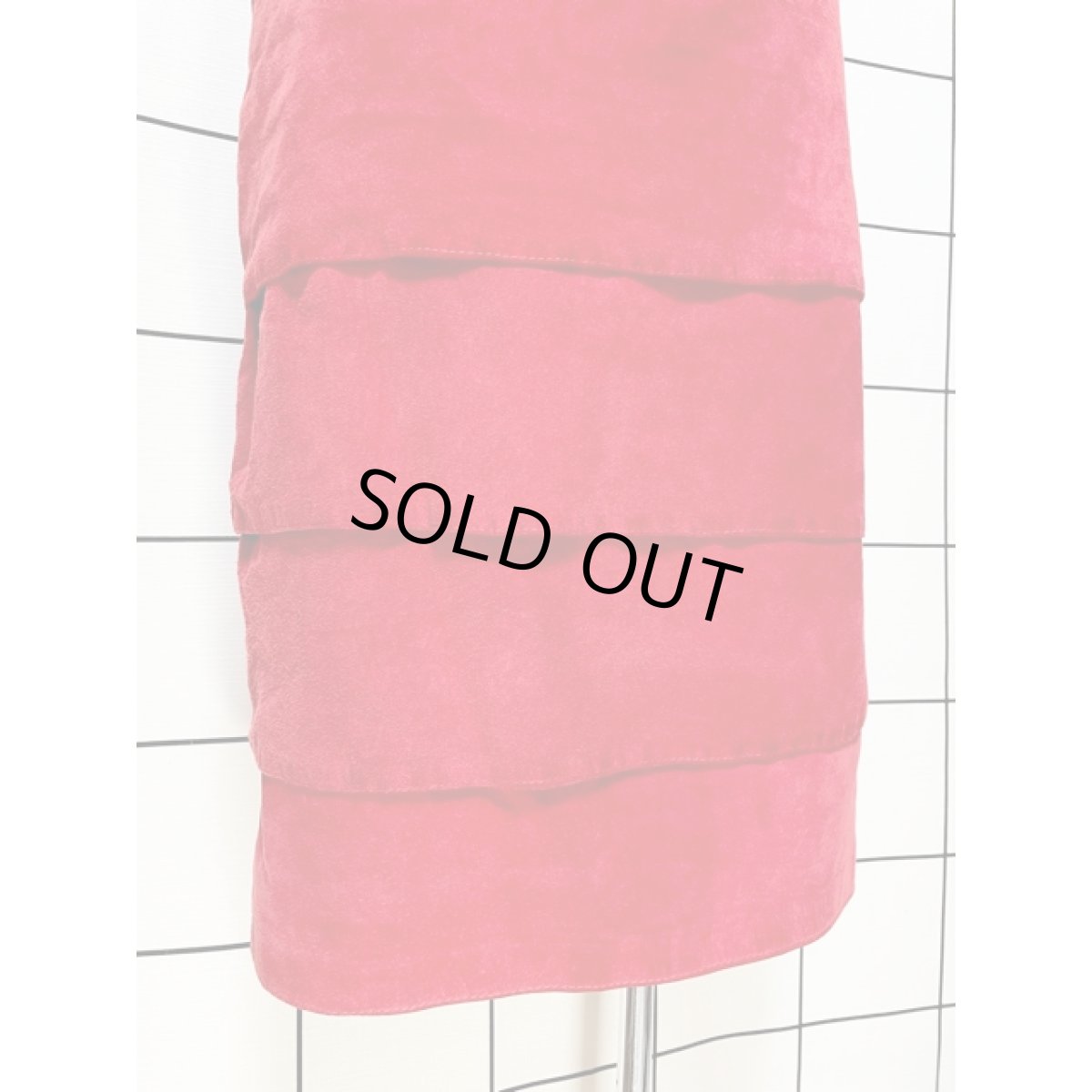 画像3: ティアード スエード 無地 レッド レトロ アメリカ古着 ヴィンテージスカート (3)