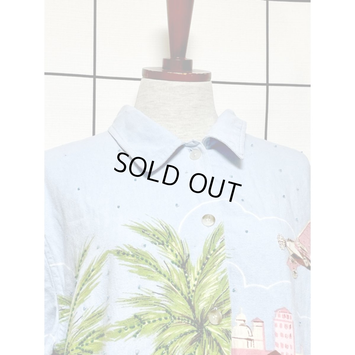 画像5: 風景柄 飛行機柄 ビーズ レトロ India古着 デニムジャケット (5)