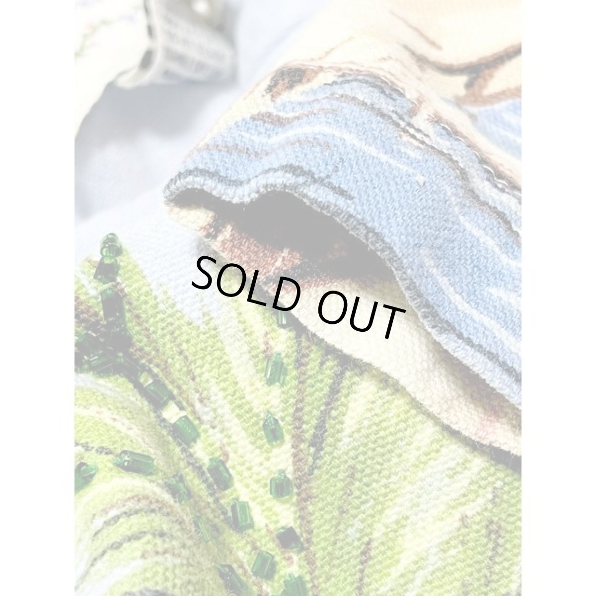 画像15: 風景柄 飛行機柄 ビーズ レトロ India古着 デニムジャケット (15)