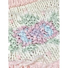 画像9: フリンジ装飾 お花編み ピンク プルオーバー レトロ アメリカ古着 ニットセーター (9)