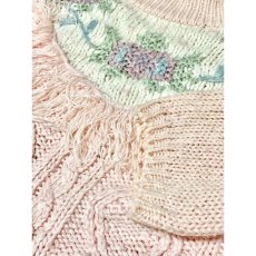 画像8: フリンジ装飾 お花編み ピンク プルオーバー レトロ アメリカ古着 ニットセーター (8)
