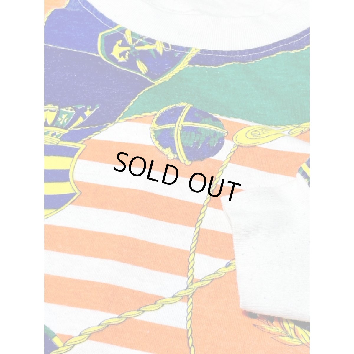 画像8: スカーフ柄 ボーダー プルオーバー アメリカ古着 シャツ ヴィンテージトップス (8)