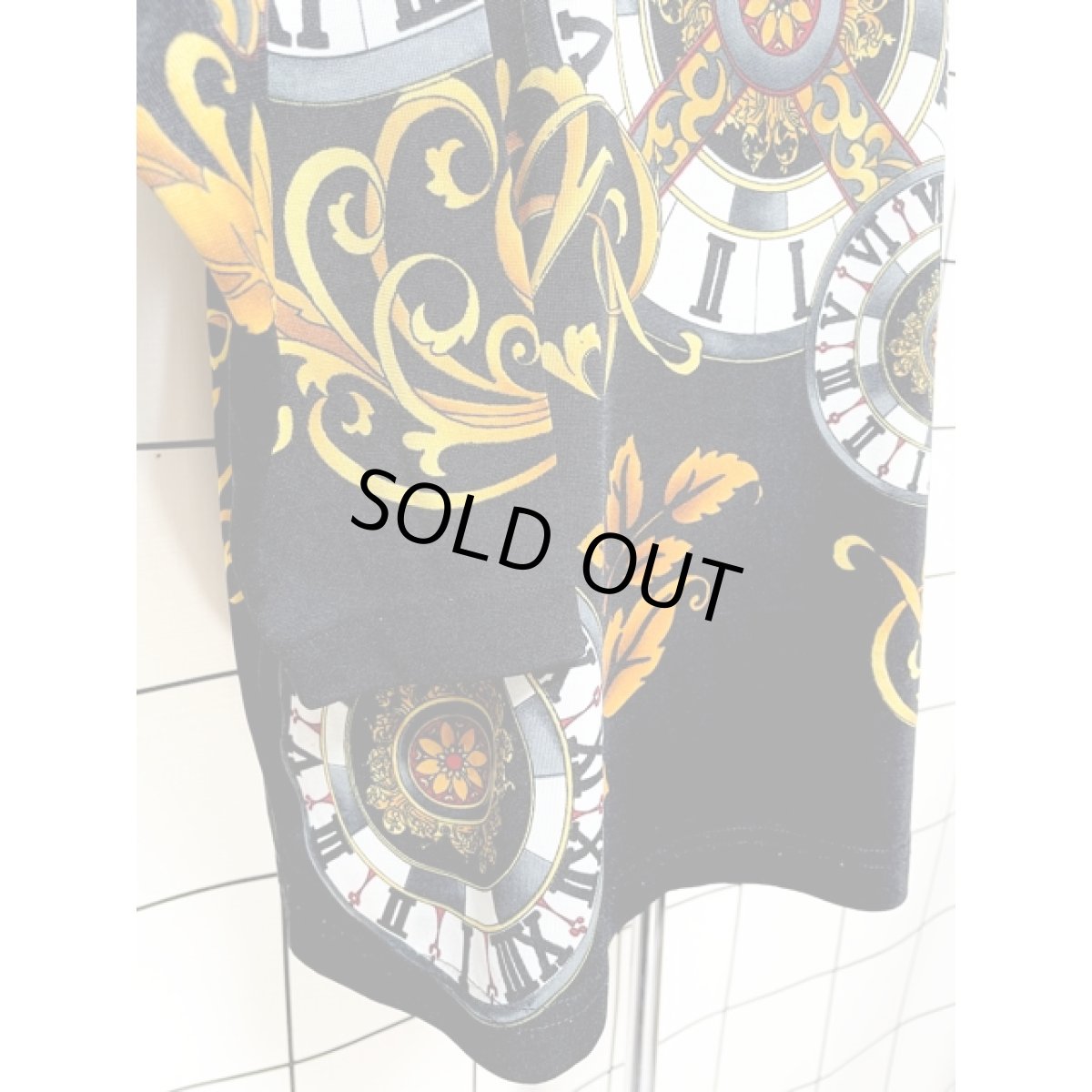 画像8: スカーフ柄 ブラック プルオーバー 古着 レトロトップス (8)