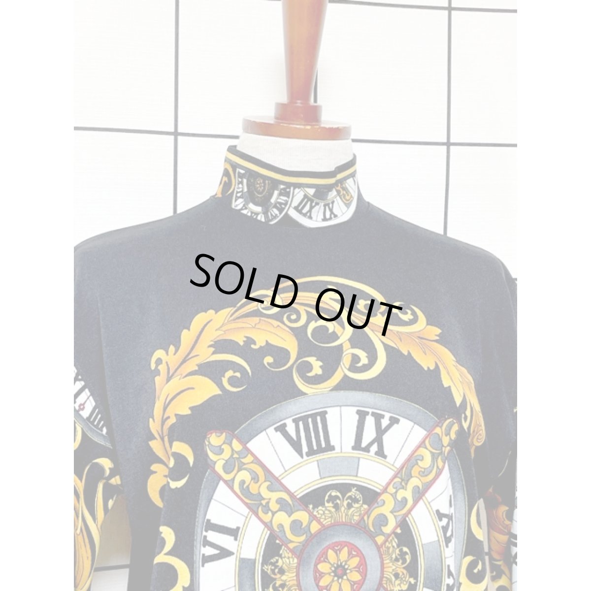 画像5: スカーフ柄 ブラック プルオーバー 古着 レトロトップス (5)