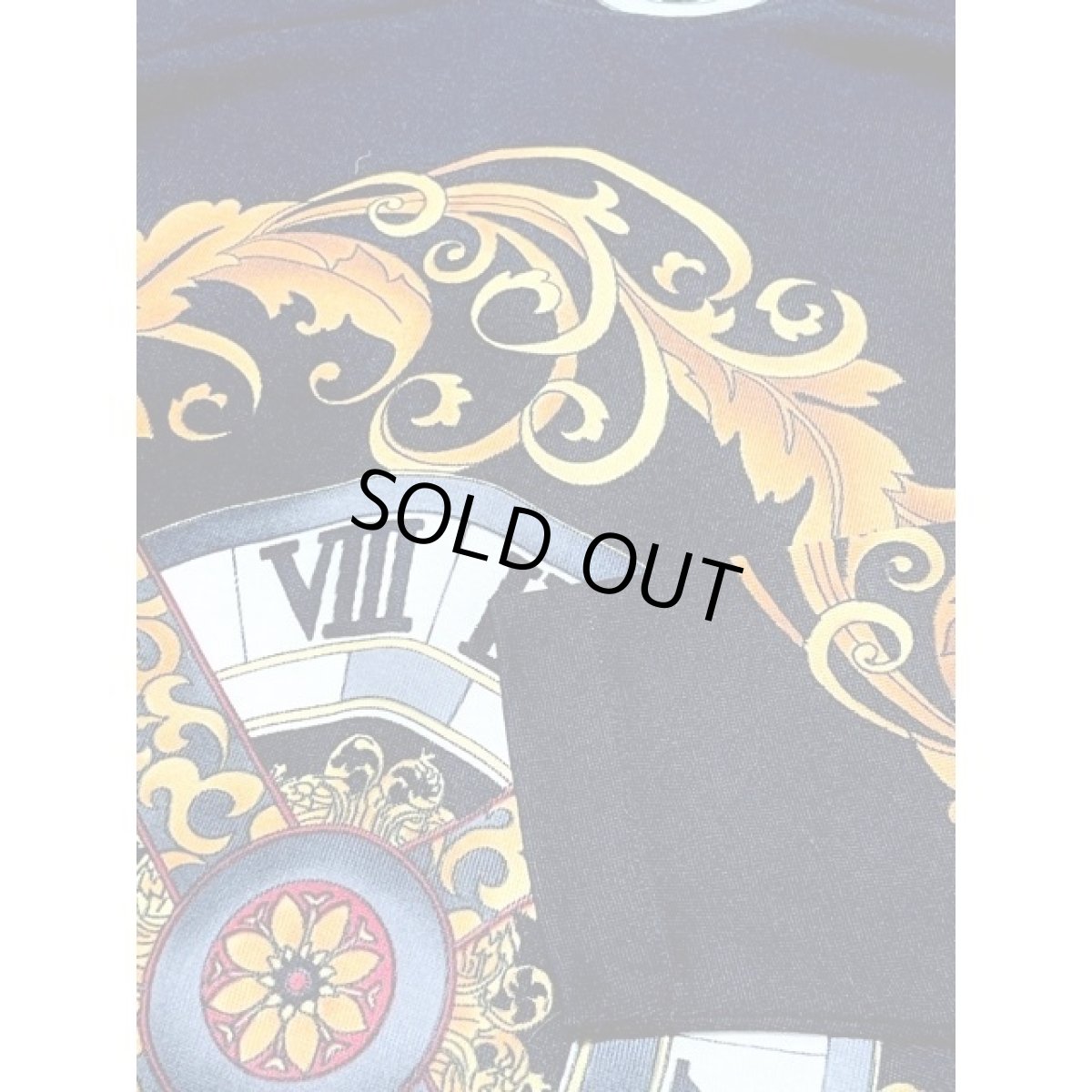 画像9: スカーフ柄 ブラック プルオーバー 古着 レトロトップス (9)