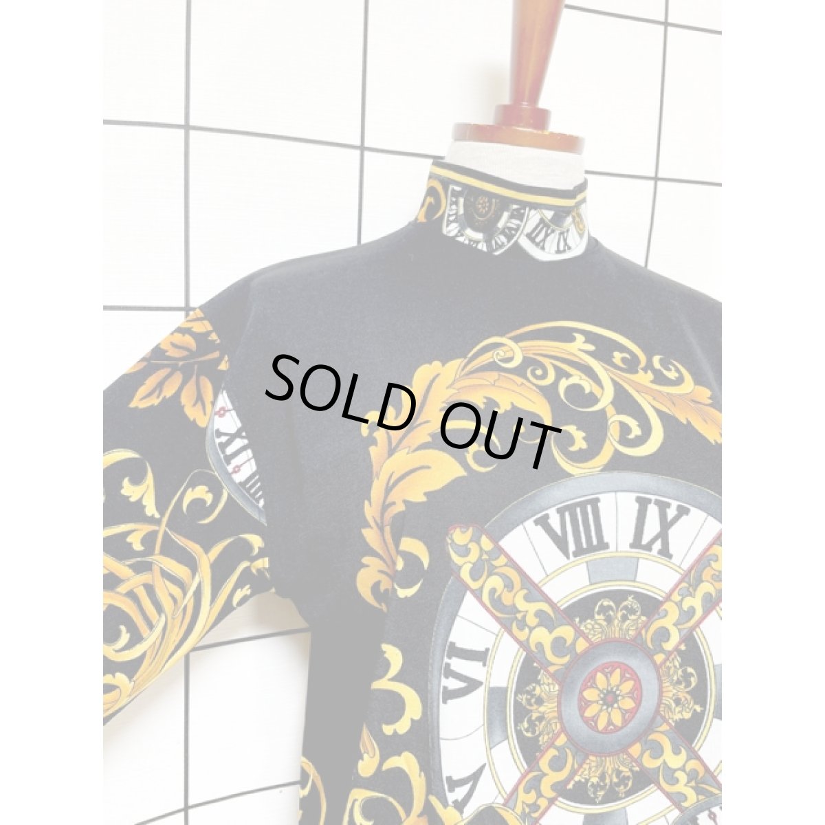 画像6: スカーフ柄 ブラック プルオーバー 古着 レトロトップス (6)