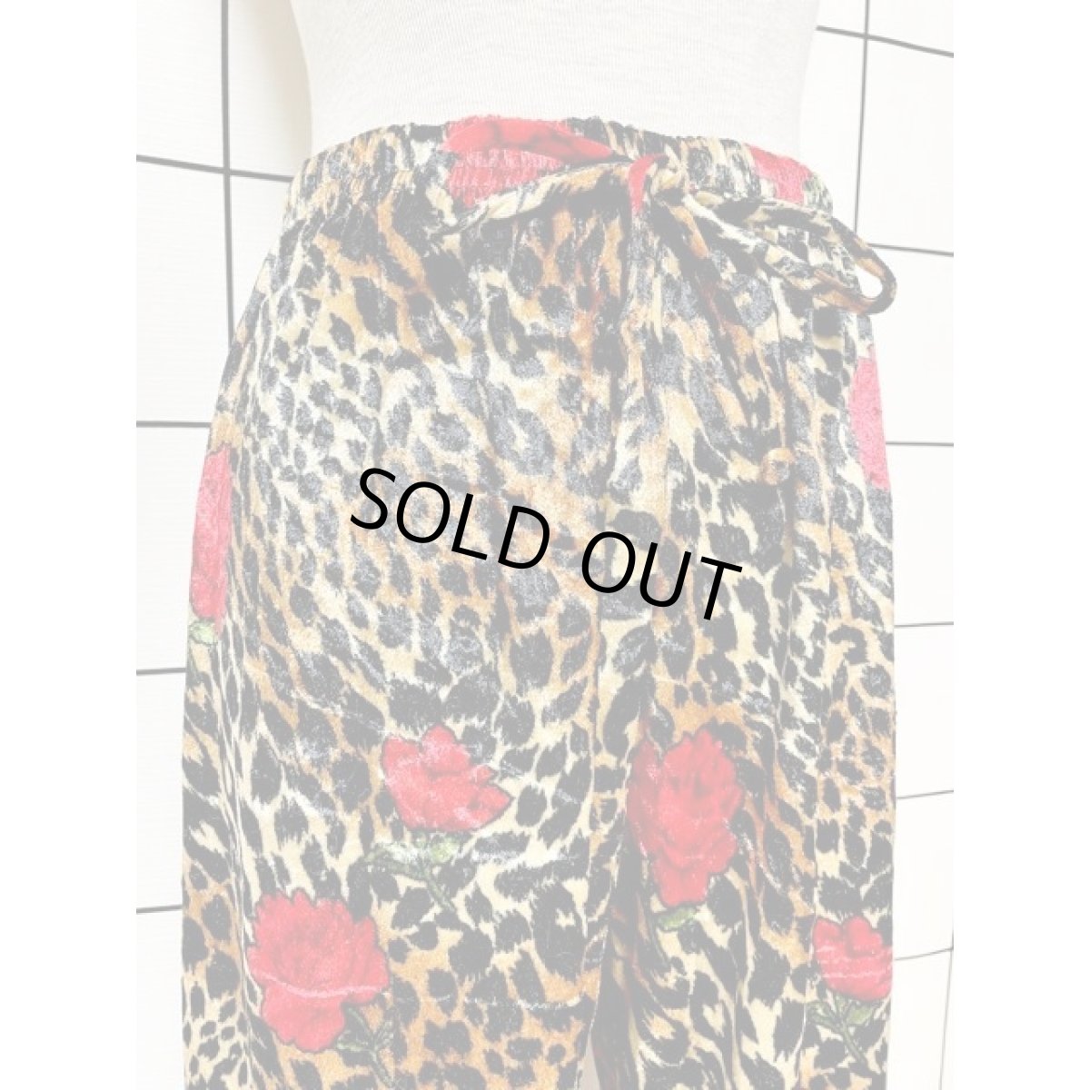 画像2: 薔薇柄 ヒョウ柄 ウエストゴム アメリカ古着 レトロ ヴィンテージパンツ (2)