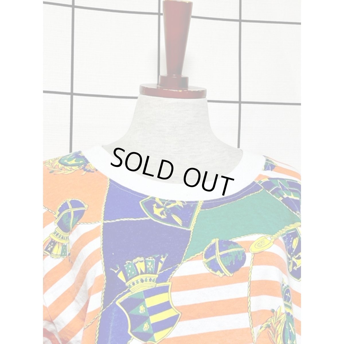 画像5: スカーフ柄 ボーダー プルオーバー アメリカ古着 シャツ ヴィンテージトップス (5)