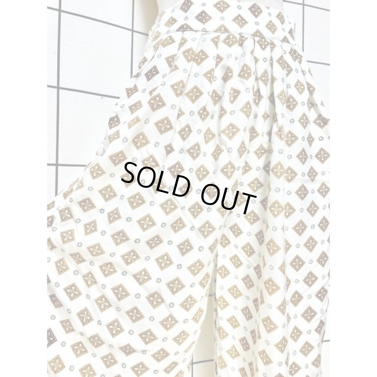 画像4: スクエア 花柄 ウエストゴム アメリカ古着 レトロ ヴィンテージパンツ (4)