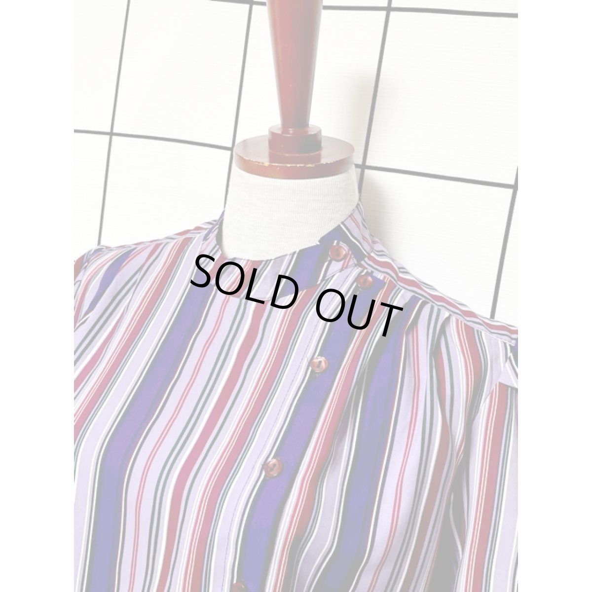 画像4: ストライプ ウエストゴム レトロ アメリカ古着 ヴィンテージワンピース (4)