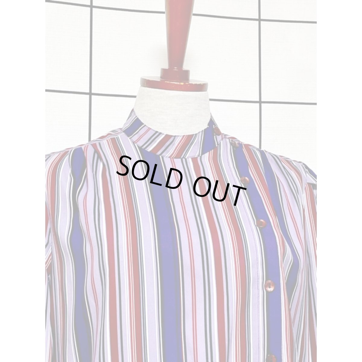 画像5: ストライプ ウエストゴム レトロ アメリカ古着 ヴィンテージワンピース (5)