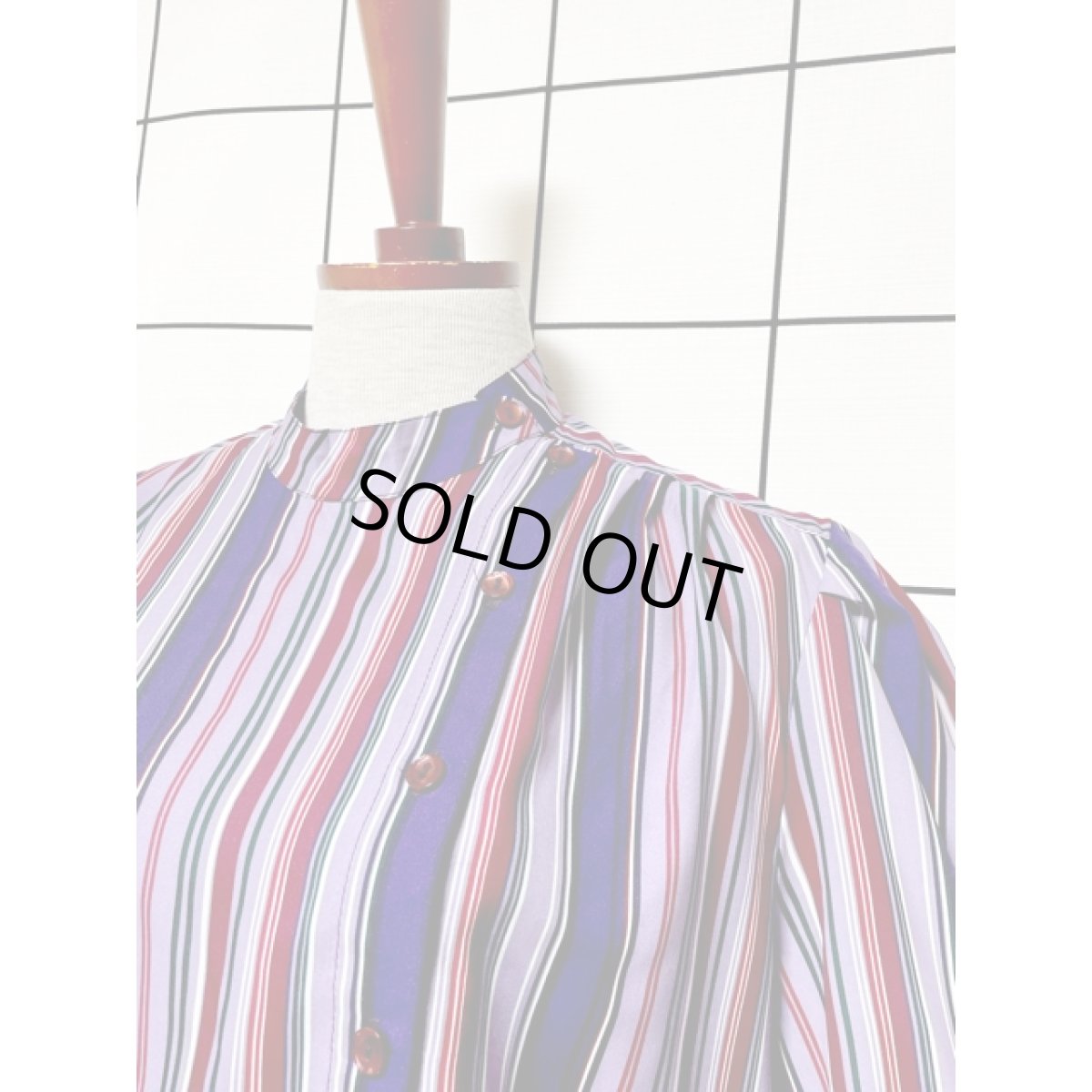 画像6: ストライプ ウエストゴム レトロ アメリカ古着 ヴィンテージワンピース (6)