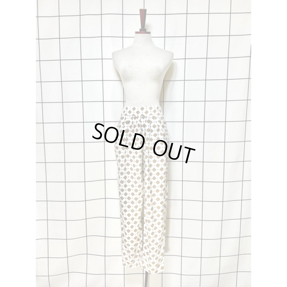 画像6: スクエア 花柄 ウエストゴム アメリカ古着 レトロ ヴィンテージパンツ (6)