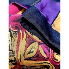 画像12: スカーフ柄 フォークロア模様 アメリカ古着 薄手ヴィンテージジャケット (12)