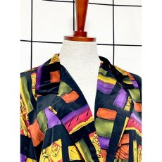 画像5: スカーフ柄 フォークロア模様 アメリカ古着 薄手ヴィンテージジャケット (5)