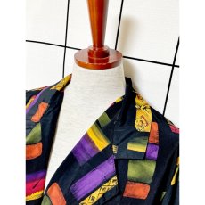 画像4: スカーフ柄 フォークロア模様 アメリカ古着 薄手ヴィンテージジャケット (4)