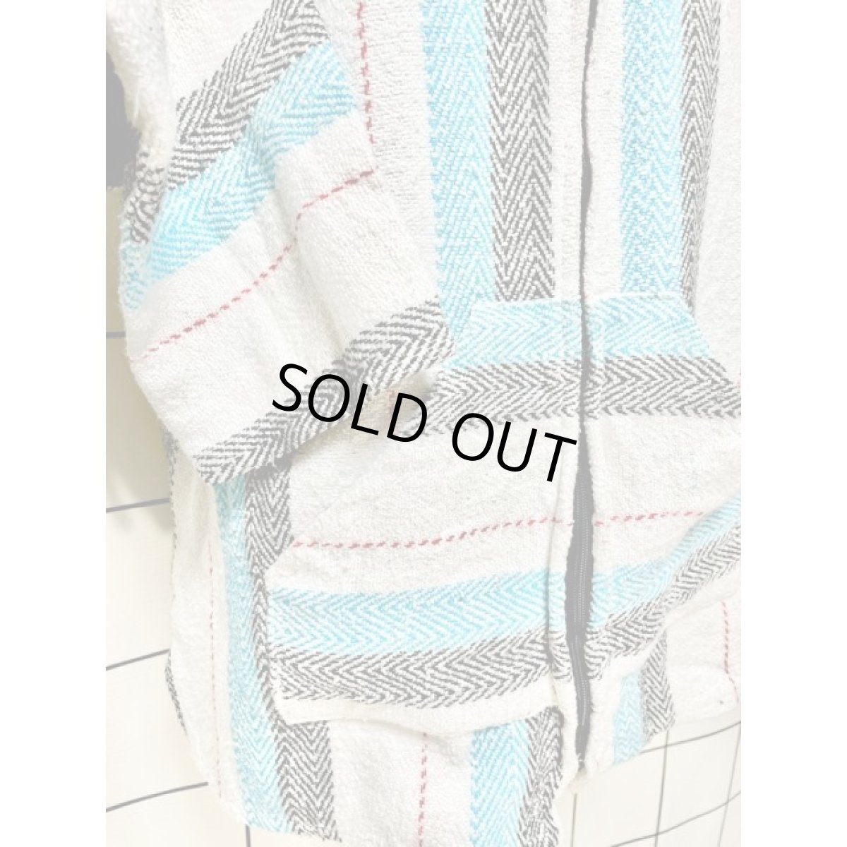 画像8: メキシカンパーカー フード付 ストライプ ジップアップ レトロ 古着 Mexico ヴィンテージ (8)