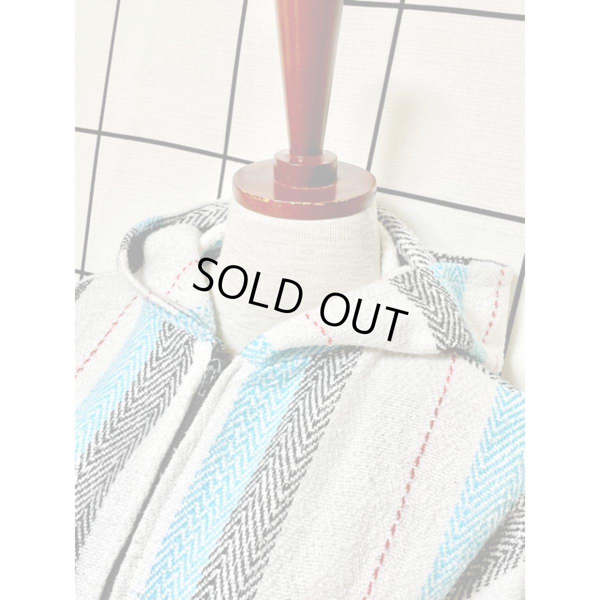 画像5: メキシカンパーカー フード付 ストライプ ジップアップ レトロ 古着 Mexico ヴィンテージ (5)