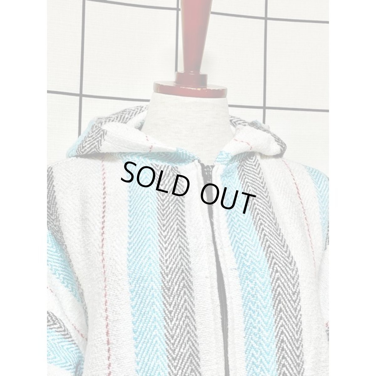 画像6: メキシカンパーカー フード付 ストライプ ジップアップ レトロ 古着 Mexico ヴィンテージ (6)