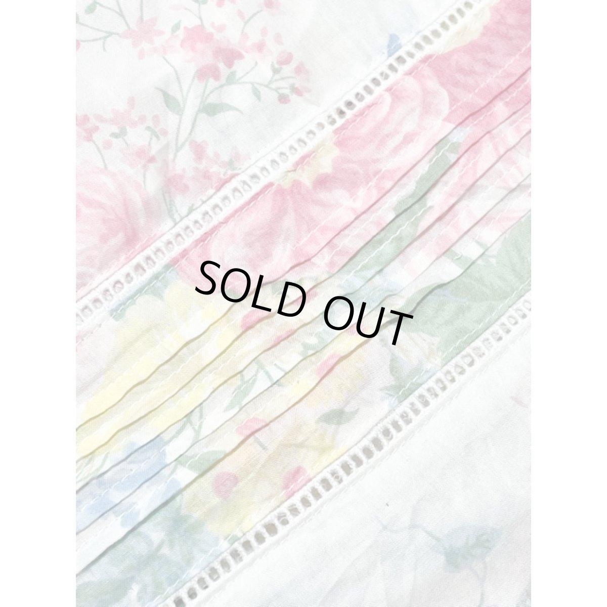 画像12: 花柄 ホワイト 前開き 古着 レトロスカート (12)