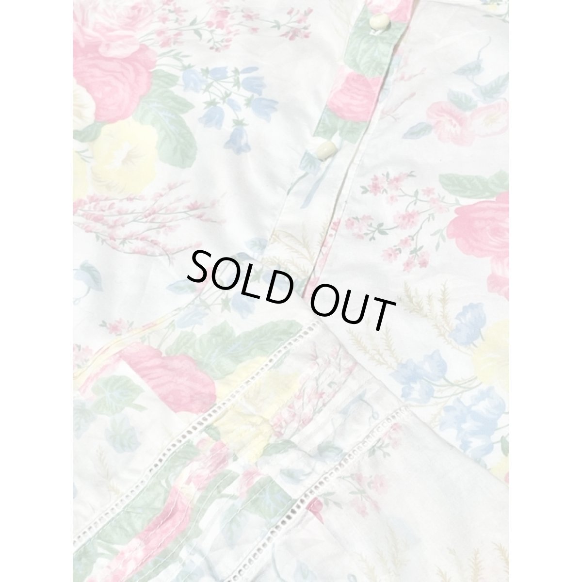 画像10: 花柄 ホワイト 前開き 古着 レトロスカート (10)