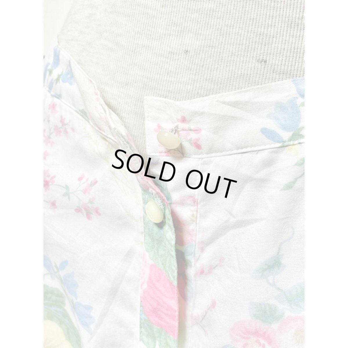 画像8: 花柄 ホワイト 前開き 古着 レトロスカート (8)