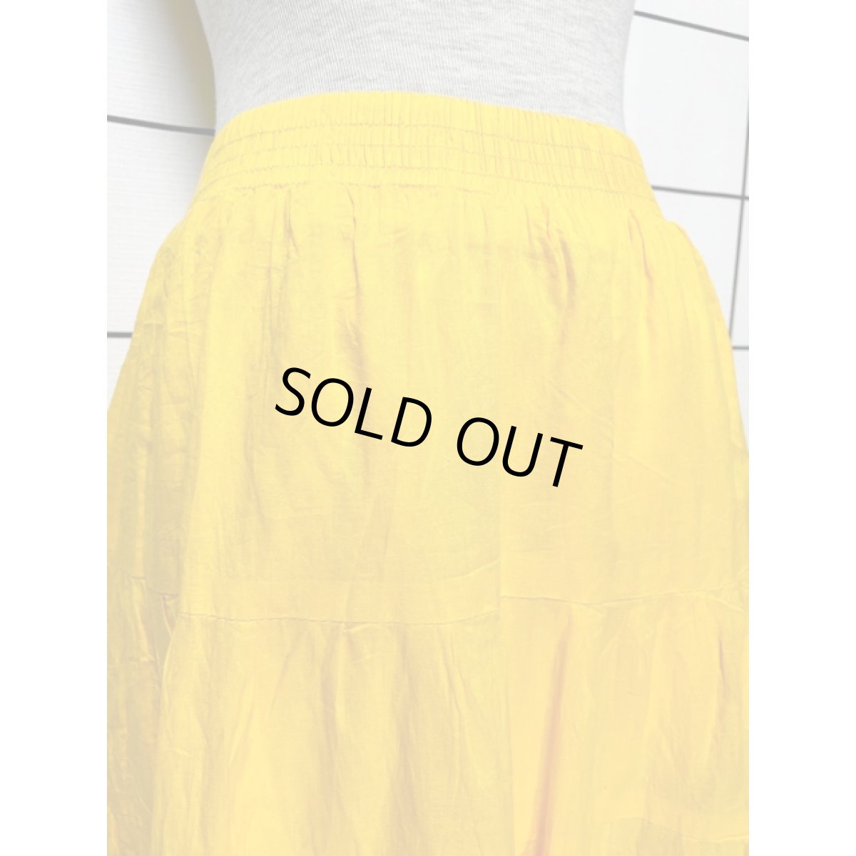 画像3: ティアード ドット ウエストゴム イエロー レトロ アメリカ古着 ヴィンテージスカート (3)