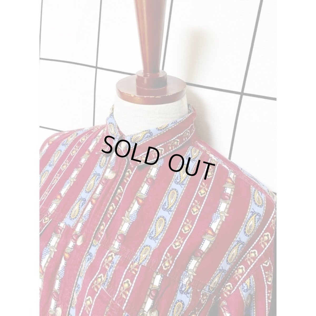 画像4: フルーツ柄 ストライプ ペイズリーモチーフ  レトロ アメリカ古着 シャツ ヴィンテージブラウス (4)