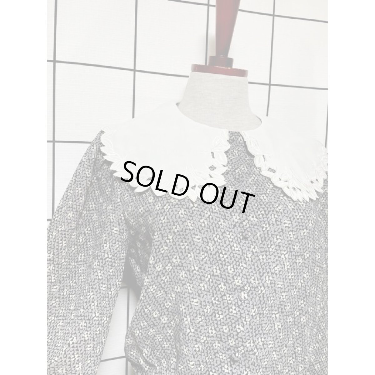 画像7: カットワークレース襟 ウエストゴム アメリカ古着 ヴィンテージワンピース (7)