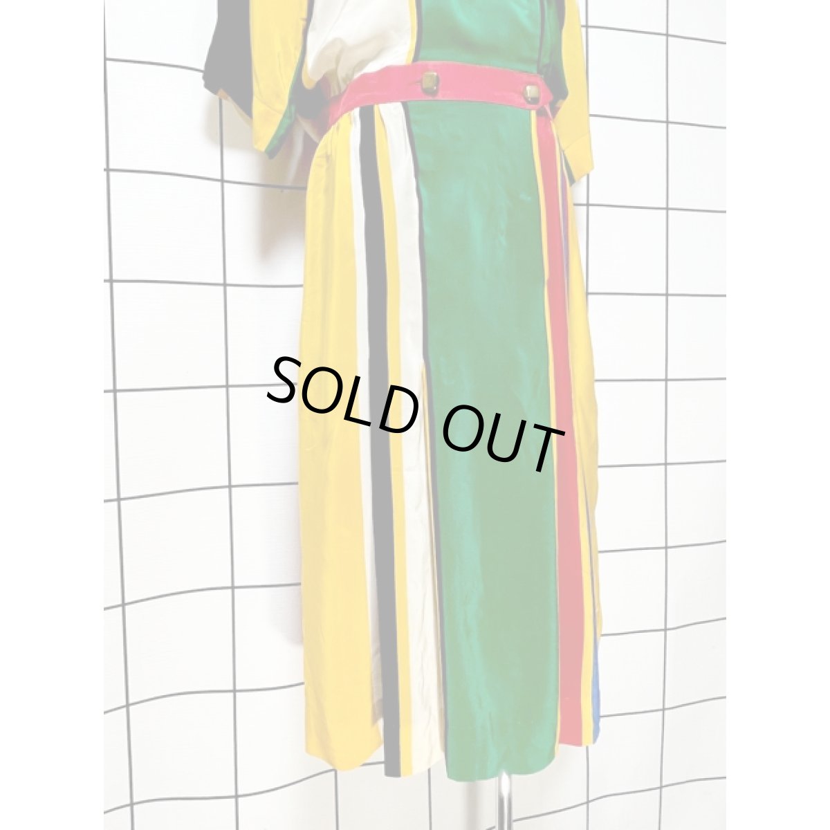 画像8: マルチカラー ストライプ レトロポップ アメリカ古着 ヴィンテージワンピース (8)