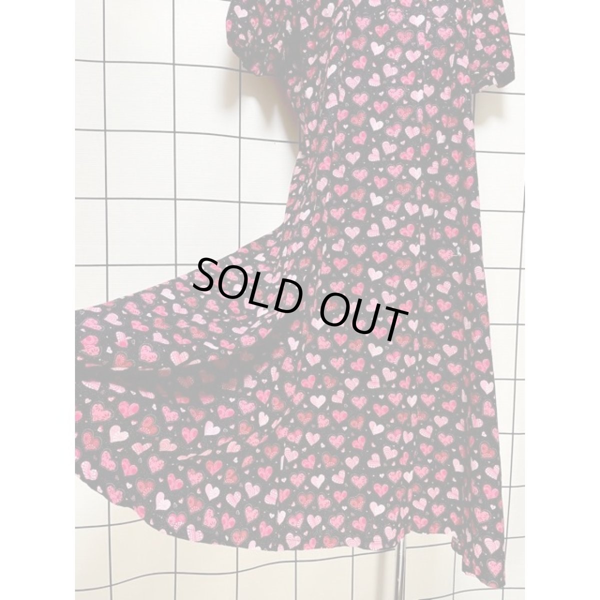 画像9: ハート柄 ラメ ブラック レトロ ヨーロッパ古着 ヴィンテージワンピース (9)