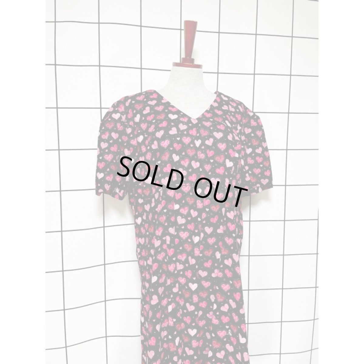 画像3: ハート柄 ラメ ブラック レトロ ヨーロッパ古着 ヴィンテージワンピース (3)