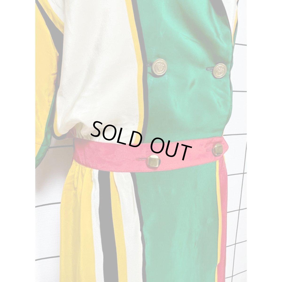 画像7: マルチカラー ストライプ レトロポップ アメリカ古着 ヴィンテージワンピース (7)