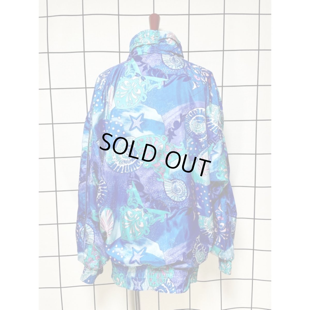 画像2: スター ドット 貝柄 ハイネック オーバーサイズ ジップアップ アメリカ古着 ジャンパー ヴィンテージブルゾンジャケット (2)