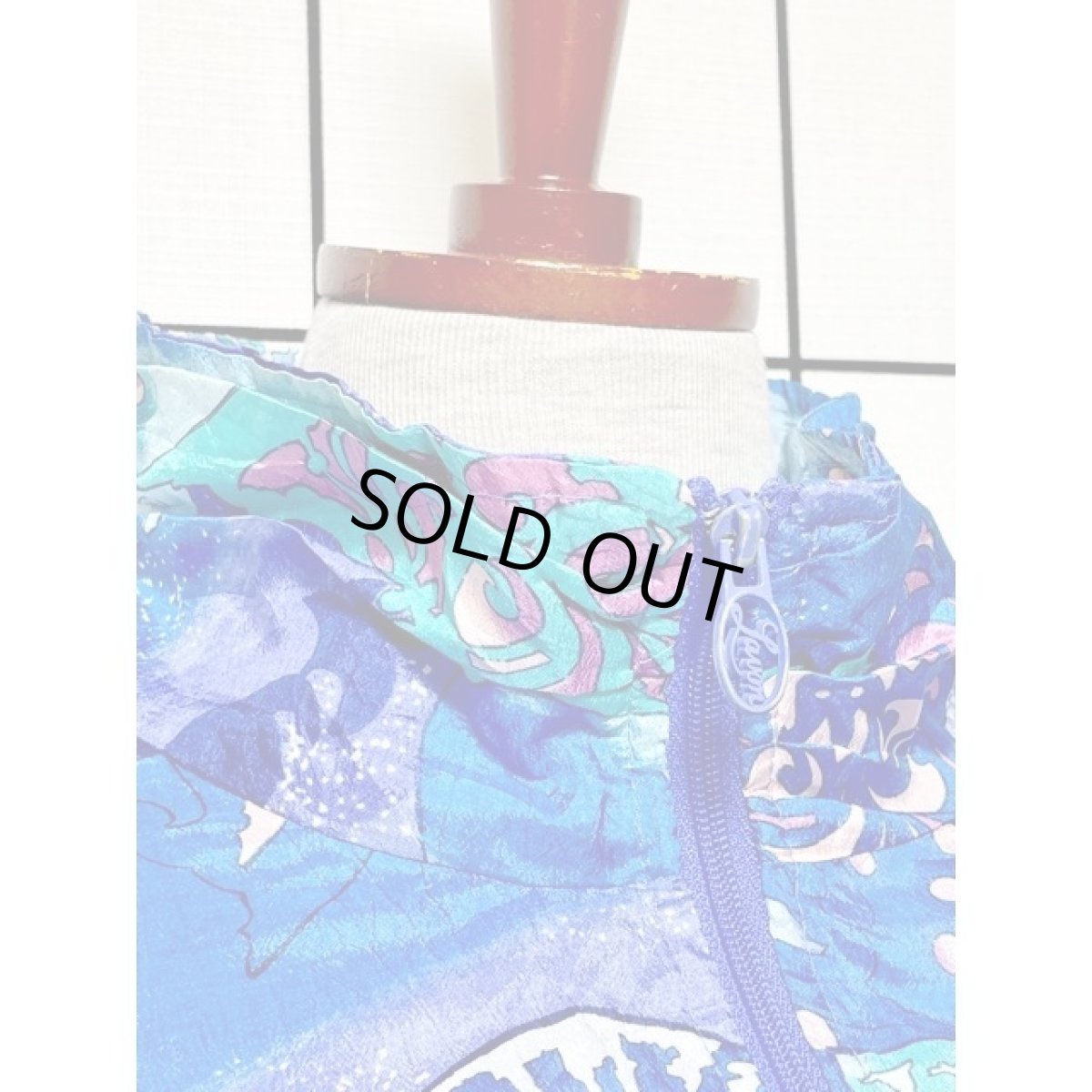 画像6: スター ドット 貝柄 ハイネック オーバーサイズ ジップアップ アメリカ古着 ジャンパー ヴィンテージブルゾンジャケット (6)