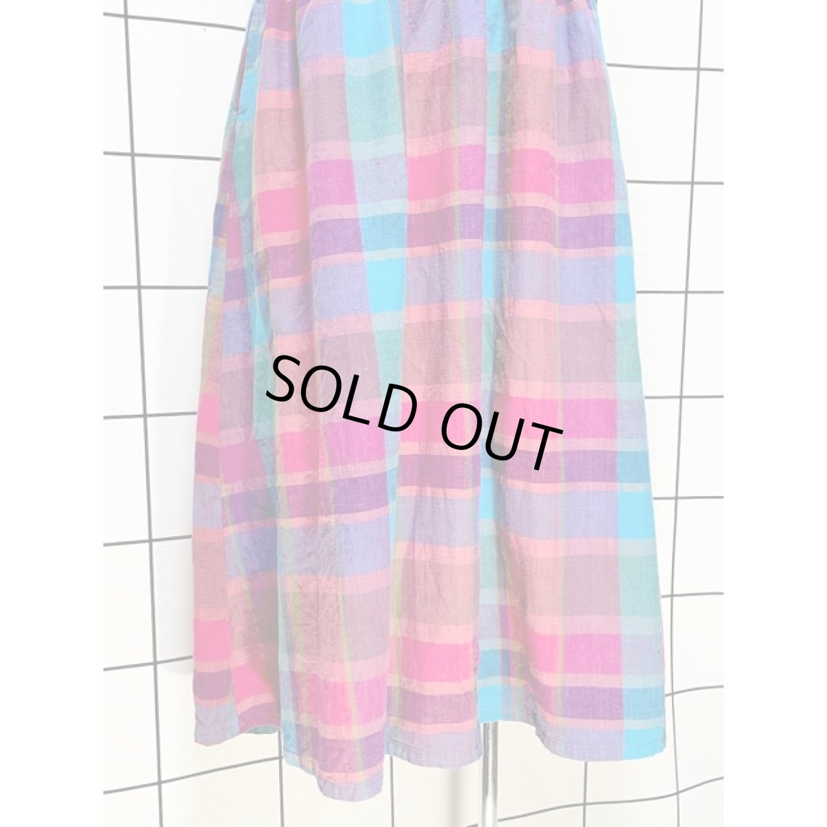 画像11: チェック柄 バックリボン レトロ アメリカ古着 ヴィンテージジャンパースカート (11)